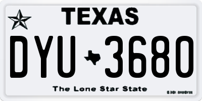 TX license plate DYU3680