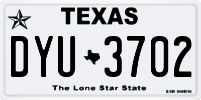 TX license plate DYU3702