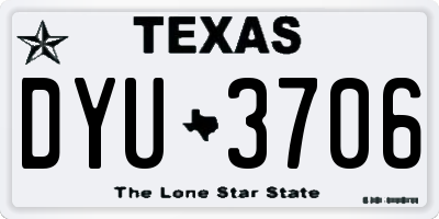 TX license plate DYU3706