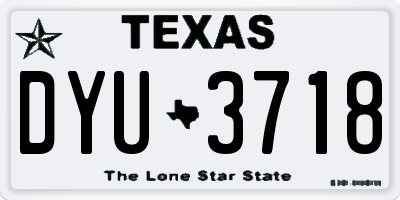 TX license plate DYU3718