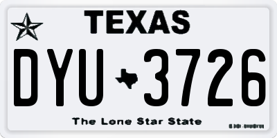 TX license plate DYU3726