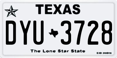 TX license plate DYU3728