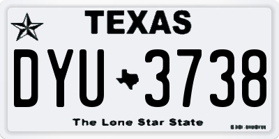 TX license plate DYU3738