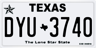 TX license plate DYU3740