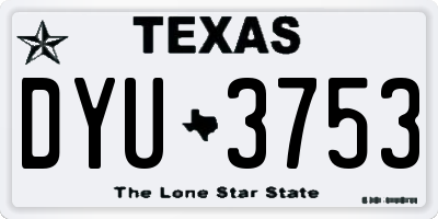 TX license plate DYU3753