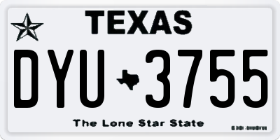 TX license plate DYU3755