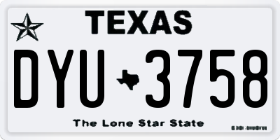 TX license plate DYU3758