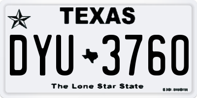 TX license plate DYU3760
