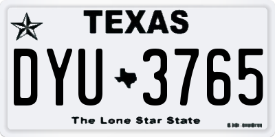 TX license plate DYU3765