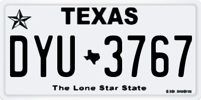 TX license plate DYU3767