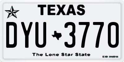 TX license plate DYU3770
