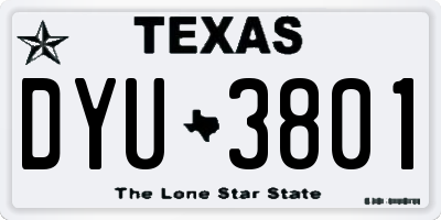 TX license plate DYU3801