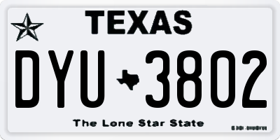 TX license plate DYU3802