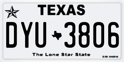 TX license plate DYU3806