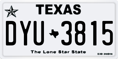 TX license plate DYU3815