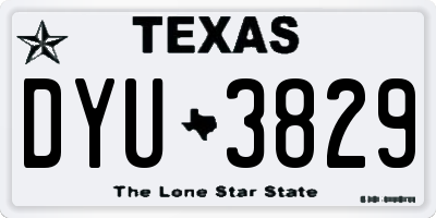 TX license plate DYU3829