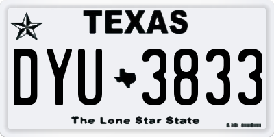 TX license plate DYU3833