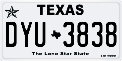 TX license plate DYU3838