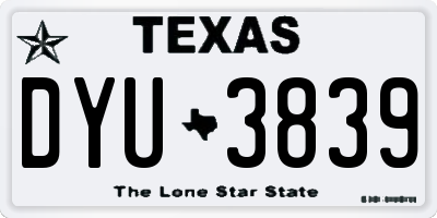 TX license plate DYU3839