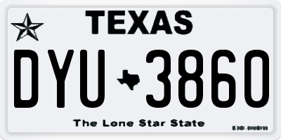 TX license plate DYU3860