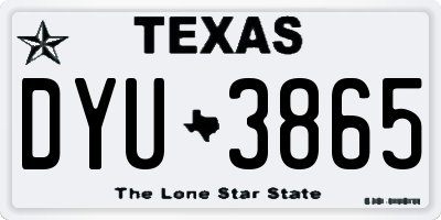 TX license plate DYU3865