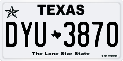 TX license plate DYU3870