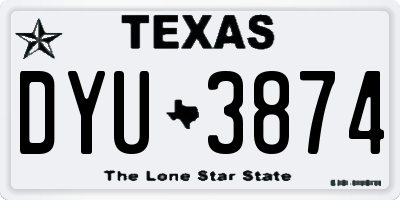 TX license plate DYU3874