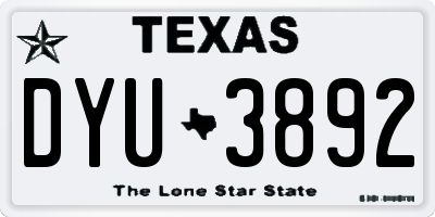 TX license plate DYU3892