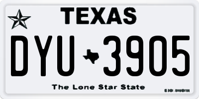 TX license plate DYU3905