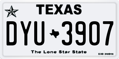 TX license plate DYU3907