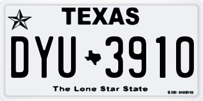 TX license plate DYU3910