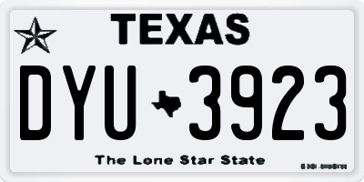 TX license plate DYU3923