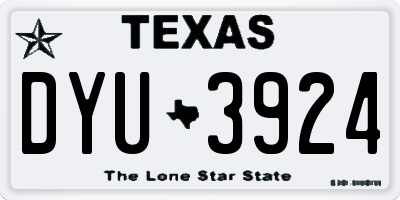 TX license plate DYU3924