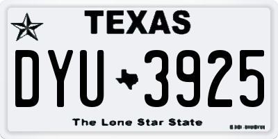TX license plate DYU3925