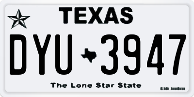 TX license plate DYU3947