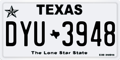 TX license plate DYU3948
