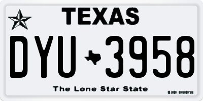 TX license plate DYU3958