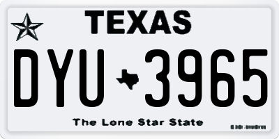 TX license plate DYU3965