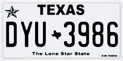 TX license plate DYU3986