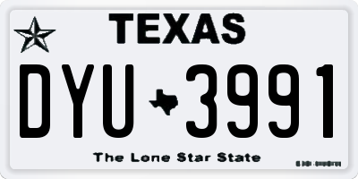 TX license plate DYU3991