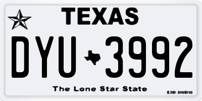 TX license plate DYU3992