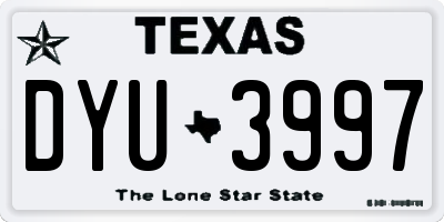 TX license plate DYU3997