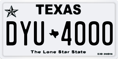 TX license plate DYU4000
