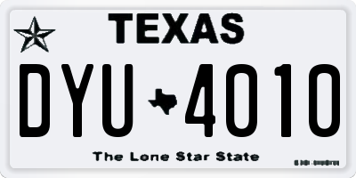 TX license plate DYU4010