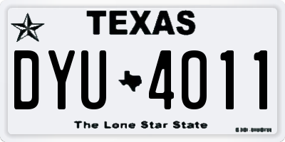 TX license plate DYU4011