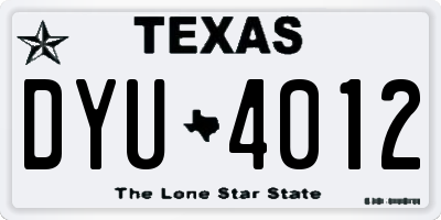 TX license plate DYU4012