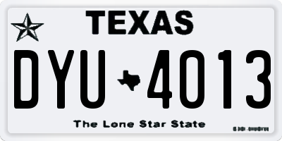 TX license plate DYU4013