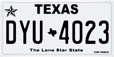 TX license plate DYU4023