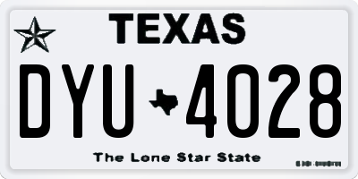 TX license plate DYU4028