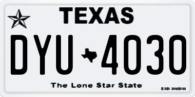 TX license plate DYU4030